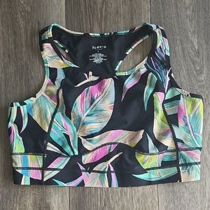 torrid Black Tropical Leaf Print Racerback Sports Bra
